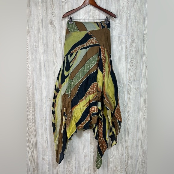 Vintage Sterling Styles Asymmetrical Abstract Adjustable Length Midi Skirt SZ L - Picture 2 of 16